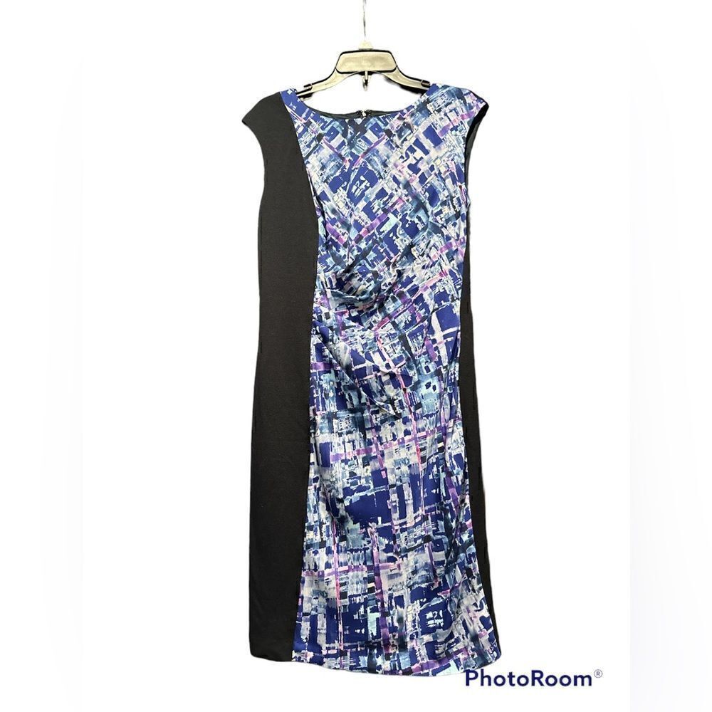 Travelsmith midi dress navy purple floral sz 10